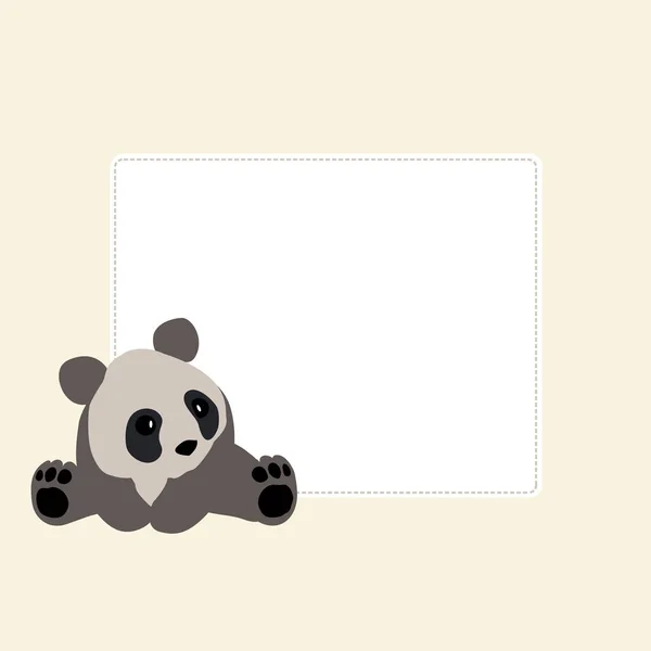 Baba dekoratív négyzet alakú keret a Panda. Baba zuhany vagy érkezés — Stock Vector