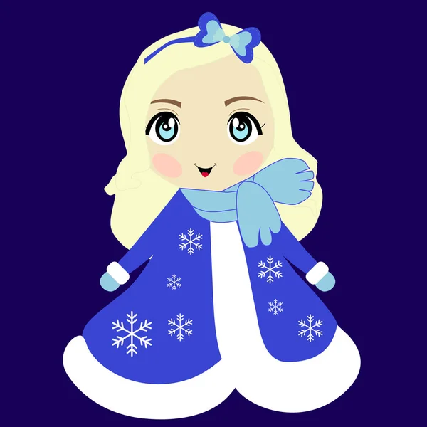 Ícone colorido bonito menina donzela de neve. Padrão de Natal — Vetor de Stock