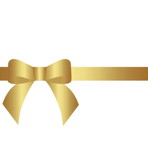 Decorative gold bow horizontal gold ribbon. — Stock Vector