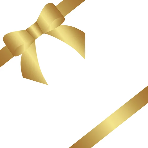 Decorative gold bow two diagonal gold ribbons. — Stock Vector
