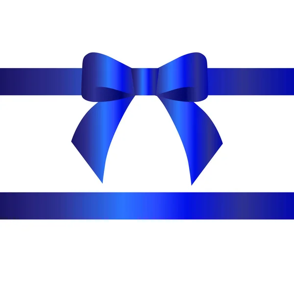 Decorative blue bow with two horizontal  ribbons . Vector bow fo — Stock Vector