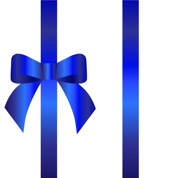 Decorative blue bow with two vertical  ribbons. Vector bow for p — Stock Vector