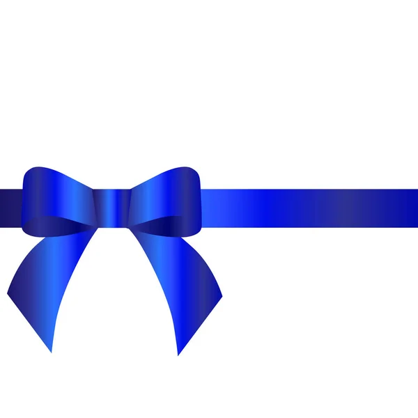 Decorative blue bow with horizontal ribbon . Vector bow for page — Stock Vector