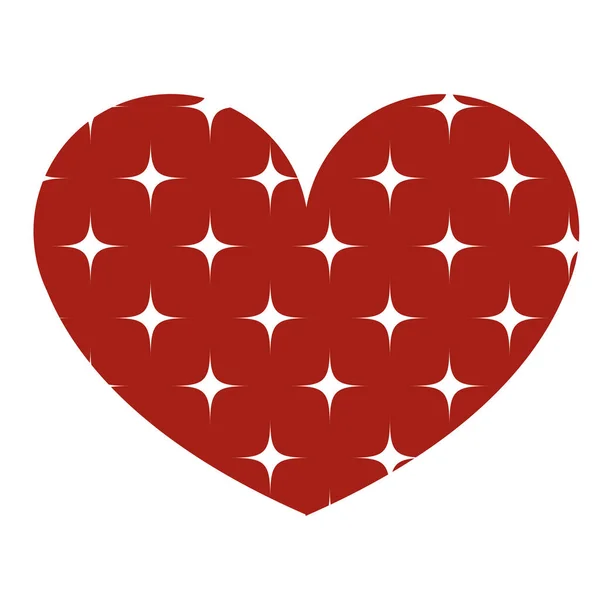Icona colore cuore rosso con stelle bianche . — Vettoriale Stock