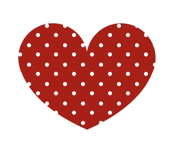 Εικονίδιο καρδιά κόκκινο χρώμα με λευκούς κύκλους. — Διανυσματικό Αρχείο