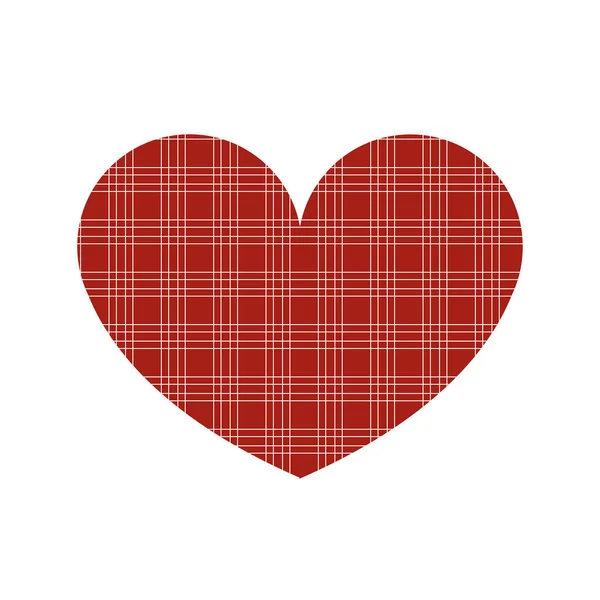 Icona di colore rosso cuore con strisce bianche . — Vettoriale Stock