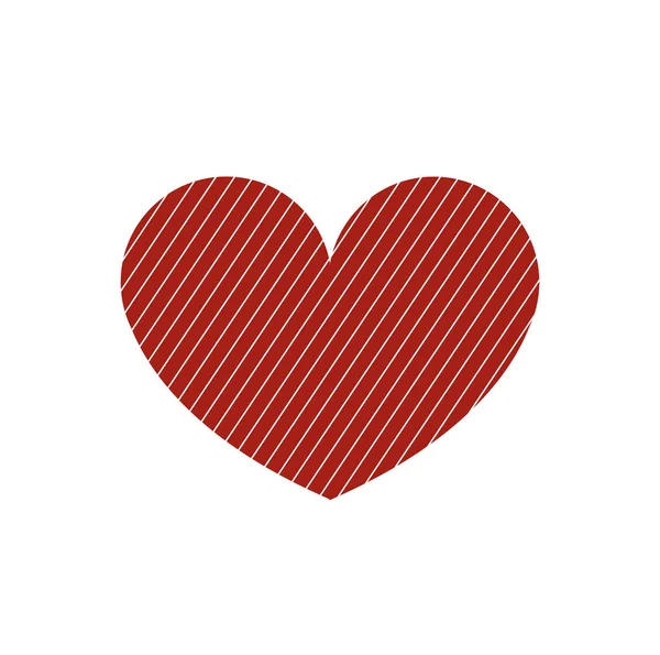 Icona di colore rosso cuore con strisce bianche . — Vettoriale Stock