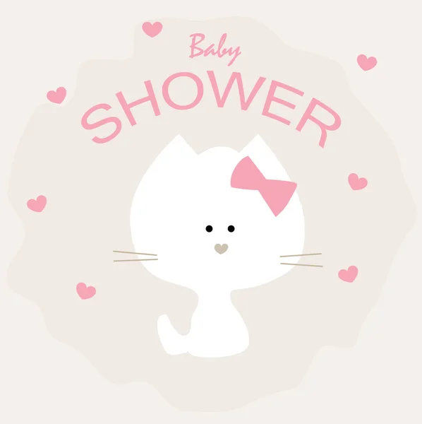 Jolie affiche de douche de bébé avec un chaton. modèle pour saluer ou je — Image vectorielle