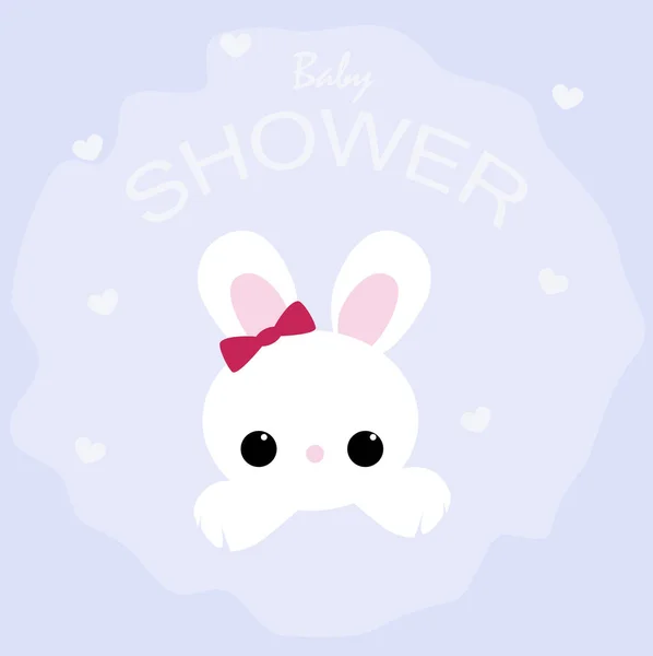 Mignon poster de douche de bébé avec le lapin sur un fond bleu. Tapis — Image vectorielle