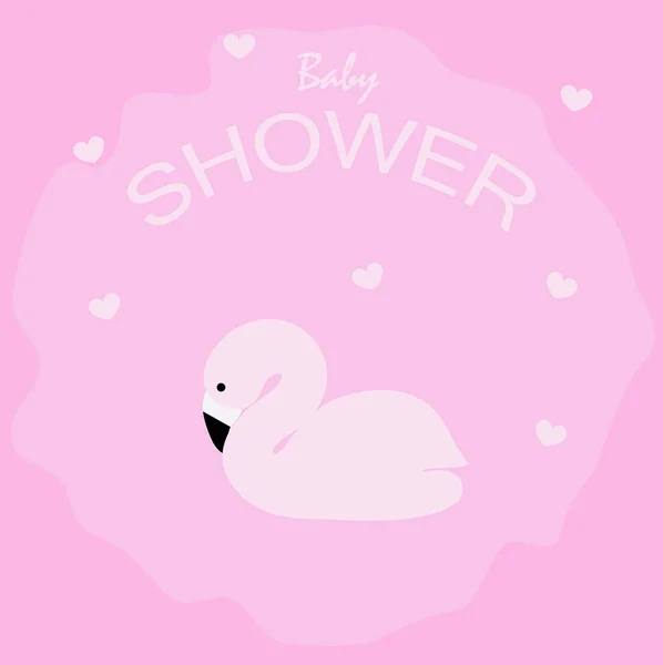 Affiche mignonne douche de bébé avec flamants roses. modèle de greetin — Image vectorielle