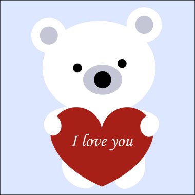 Kırmızı kalpli çerçeve bir bl üzerinde tutan kutsal kişilerin resmi sevimli beyaz kutup ayısı oyuncak