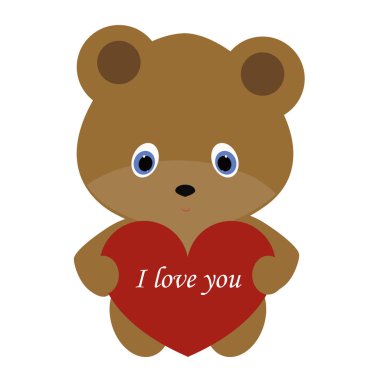 simge şirin oyuncak ayı kırmızı kalpli çerçeve üzerinde beyaz bir backgrou holding