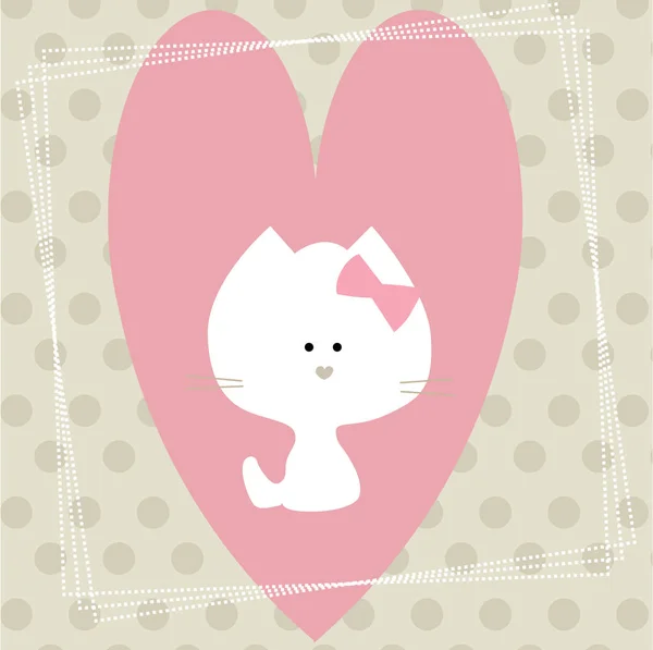 Cute poster frame with kitten. template for greeting card on Val — Stock Vector