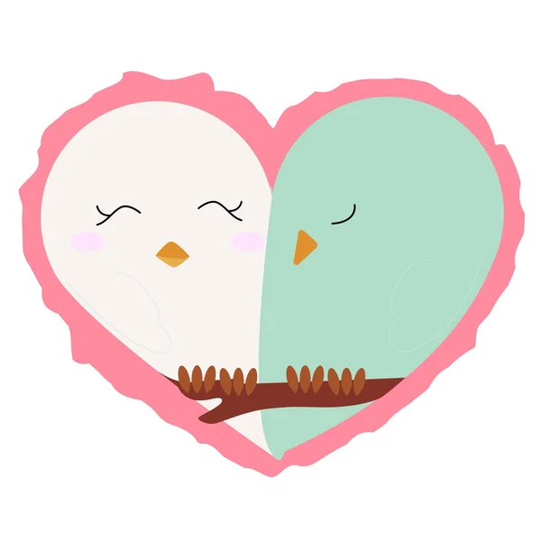 Icon lovers, a pair of birds in a heart on a white background. c — Stock Vector