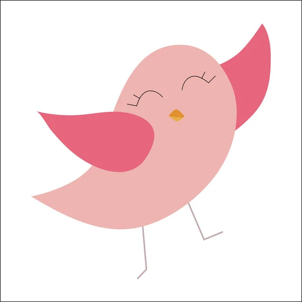 Icona colorata bambino felice uccello rosa. adesivi modello, badge o — Vettoriale Stock