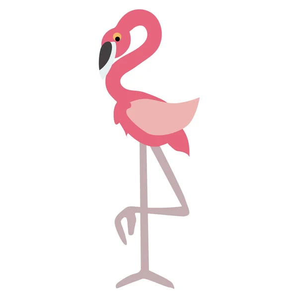 Έγχρωμο εικονίδιο μωρό ροζ φλαμίνγκο, το πουλί. πρότυπο αυτοκόλλητα, κακή — Διανυσματικό Αρχείο