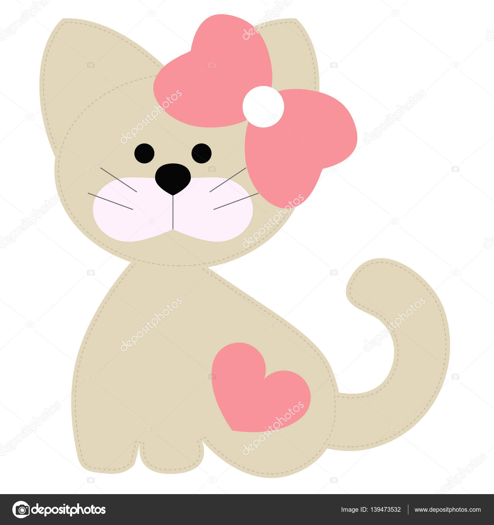 Cute cat icon. pink cat icon on white background. happy cat icon