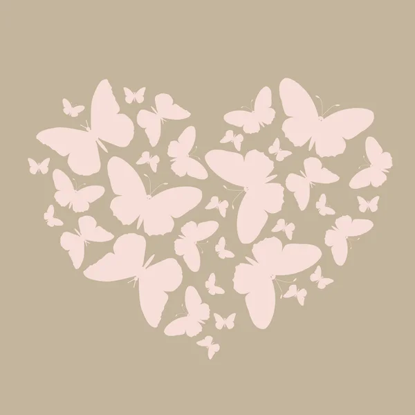Elegantní ikony mnohem růžové motýlky ve tvaru srdce. vzor pro — Stockový vektor