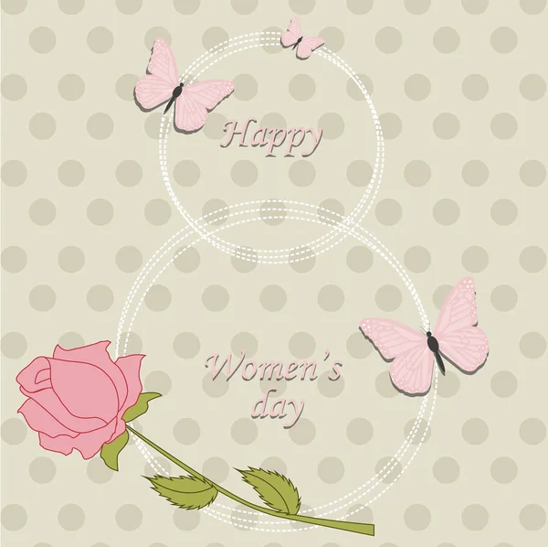 나비와 꽃 행복 한 여자의 기념 포스터 — 스톡 벡터