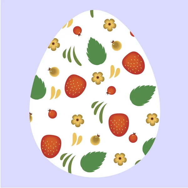 Colored icon white egg with flower pattern. the template for the — Stock Vector