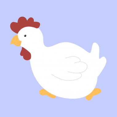 renk bebek rozet tavuk horozu mavi arka plan üzerinde çizgi film tarzı