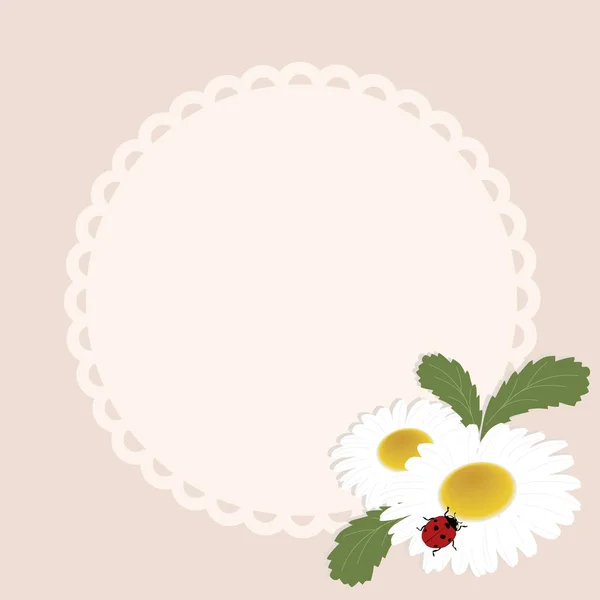 Άνοιξη γύρο πλαίσιο με λουλούδια μαργαρίτες σε ροζ φόντο. Te — Διανυσματικό Αρχείο