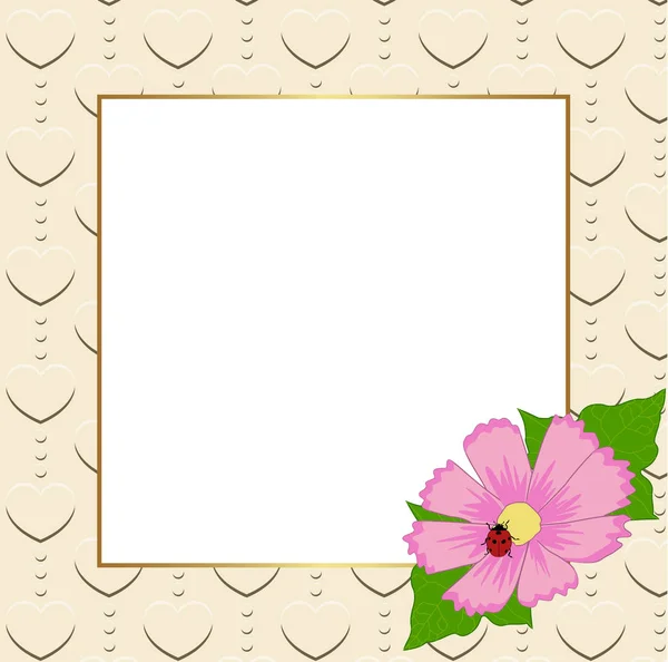 Square floral festive frame. template for a photo or congratulat — Stock Vector