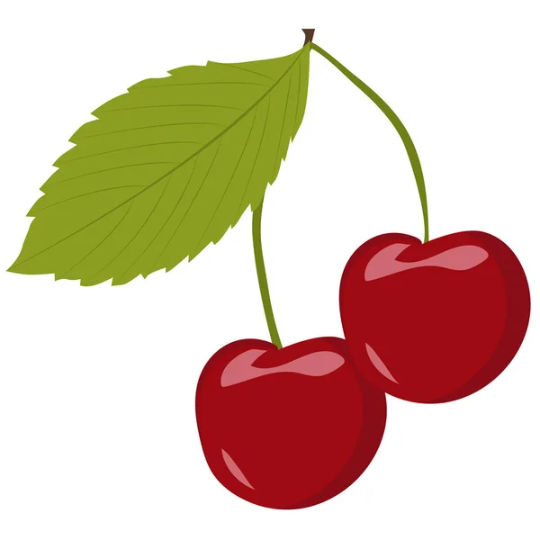 Icona colorata un paio di ciliegie su sfondo bianco. modello — Vettoriale Stock