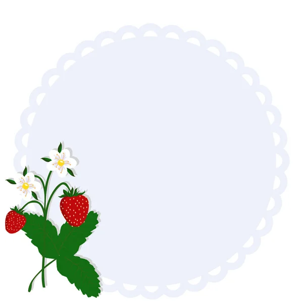 Όμορφο στρογγυλό πλαίσιο με μούρο φράουλα. πρότυπο για τη φωτογραφία — Διανυσματικό Αρχείο