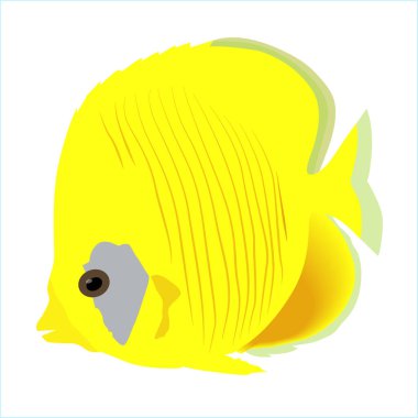 Deniz Akvaryumu sarı balık beyaz bir backg üzerinde renkli simge
