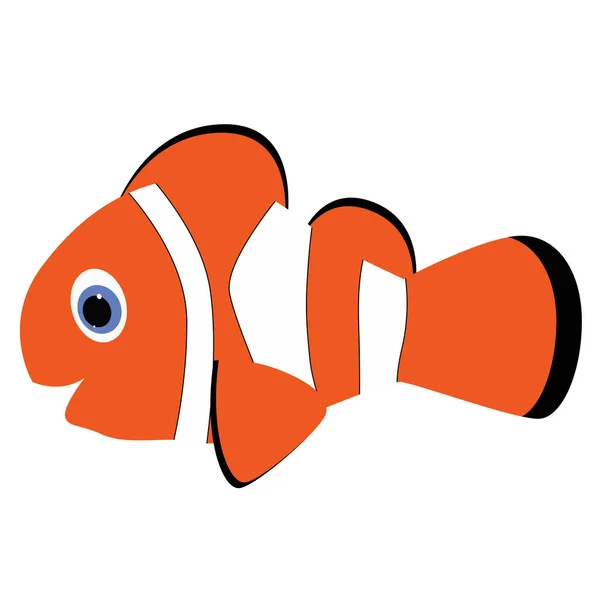 Εικονίδιο μωρό πορτοκαλί ριγέ κλόουν ψάρια σε λευκό φόντο. vecto — Διανυσματικό Αρχείο