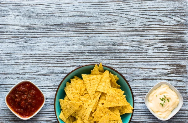 Mexican nachos chips  on wooden background — Stock Photo, Image