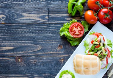 Jambon ve sebze taze ve lezzetli sandviç