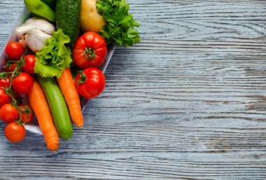 Sağlıklı gıda ve kopya alanı, taze sebze