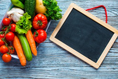 Sağlıklı gıda ve kopya alanı, taze sebze