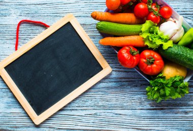 Sağlıklı gıda ve kopya alanı, taze sebze