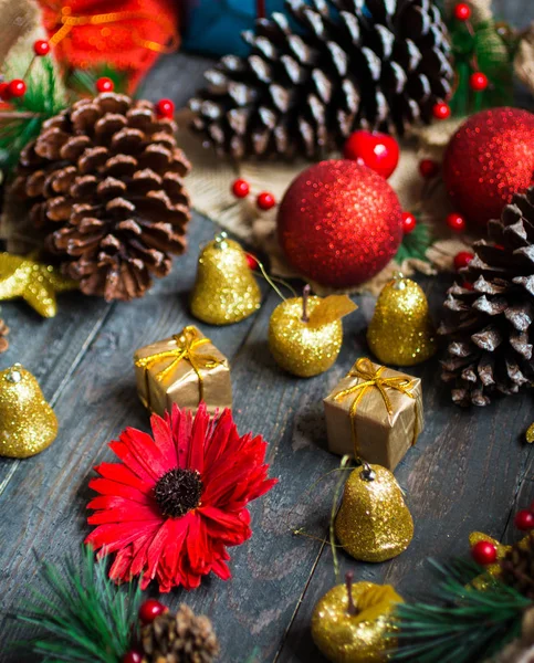 Coleção de Natal, sobre fundo de madeira — Fotografia de Stock