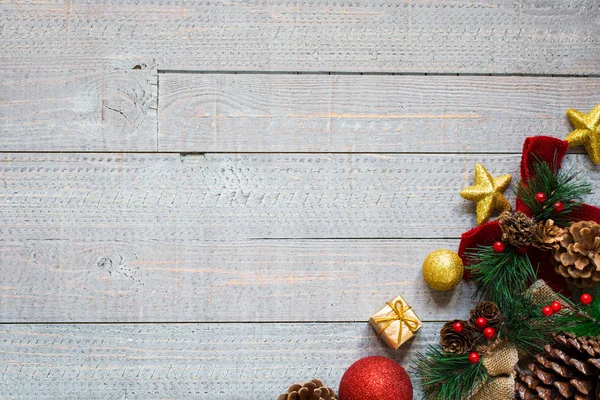 Karácsonyi kollekció, mint fából készült háttér — Stock Fotó
