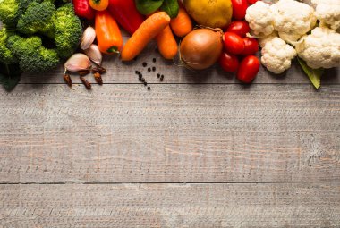 Sağlıklı gıda ve kopya alanı, taze sebze