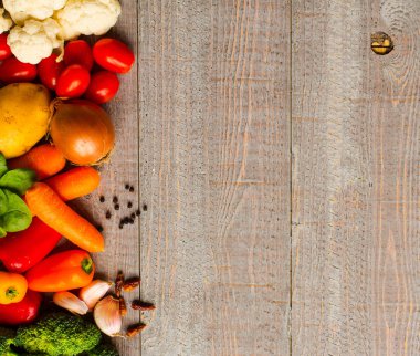 Sağlıklı gıda ve kopya alanı, taze sebze