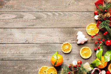 Rustik ahşap bac süsler ile Noel tatil arka plan