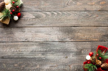 Rustik ahşap bac süsler ile Noel tatil arka plan