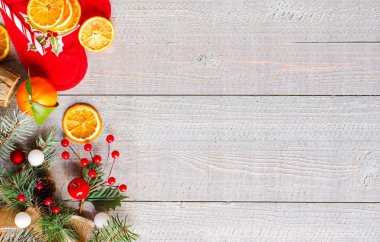 Rustik ahşap bac süsler ile Noel tatil arka plan