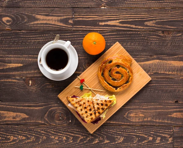 Top view of Healthy Sandwich toast, on a wooden background — Stock Photo, Image