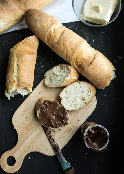 Bread with chocolate paste — Stok fotoğraf