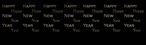 Satz Frohes Neues Jahr Goldenen Buchstaben Auf Schwarzem Hintergrund — Stockfoto