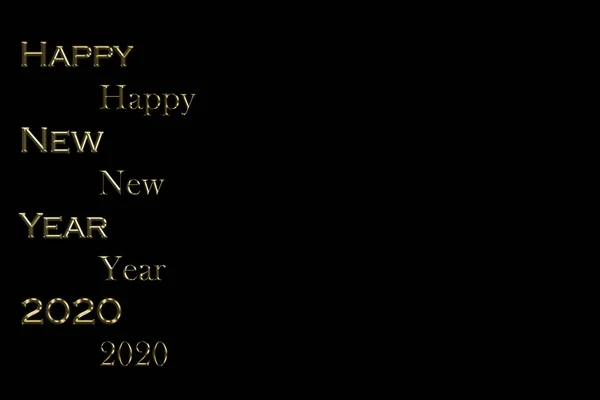 Text Happy New Year Golden Letters Black Background — Stock Photo, Image
