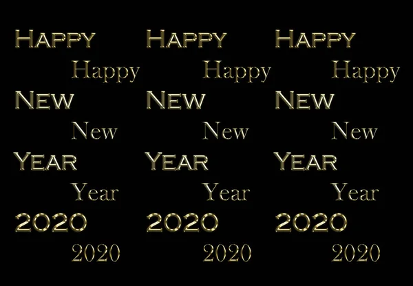 Text Frohes Neues Jahr Goldene Buchstaben Auf Schwarzem Hintergrund — Stockfoto