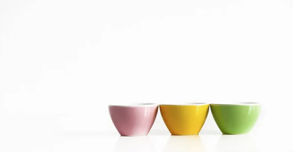 Ceramic Multicolored Cups Three Pieces — Stock Photo, Image