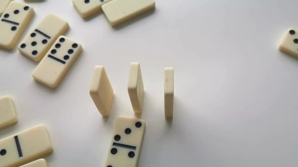 Dominoes White Black Dots Fall Bounce — Stock Video